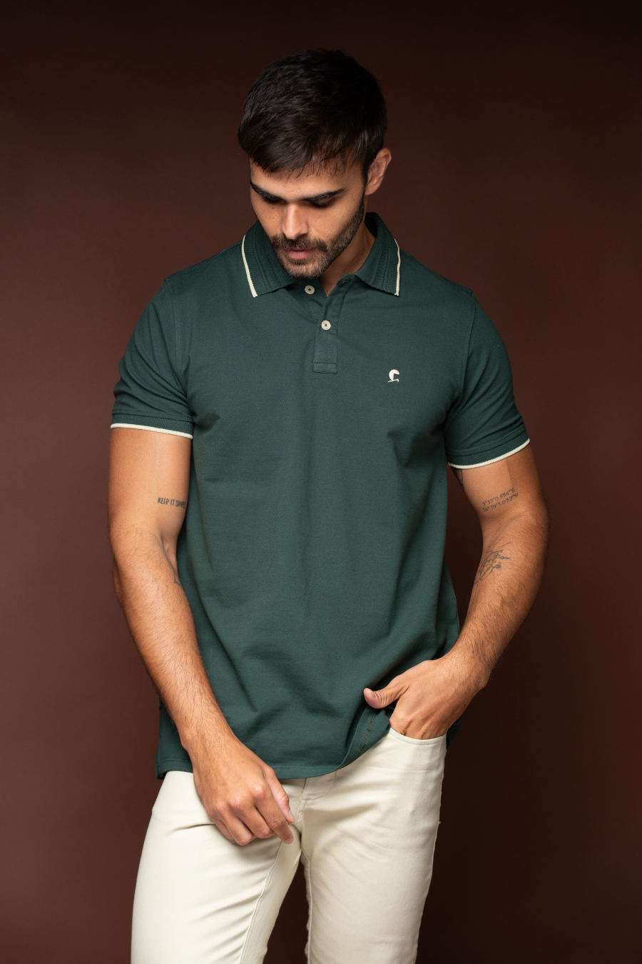 POLO PIQUET FLORA VERDE MUSGO