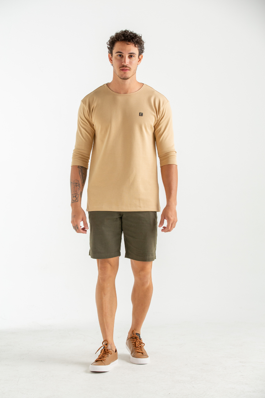 CAMISETA MANGA 3/4 AMENSA BEGE