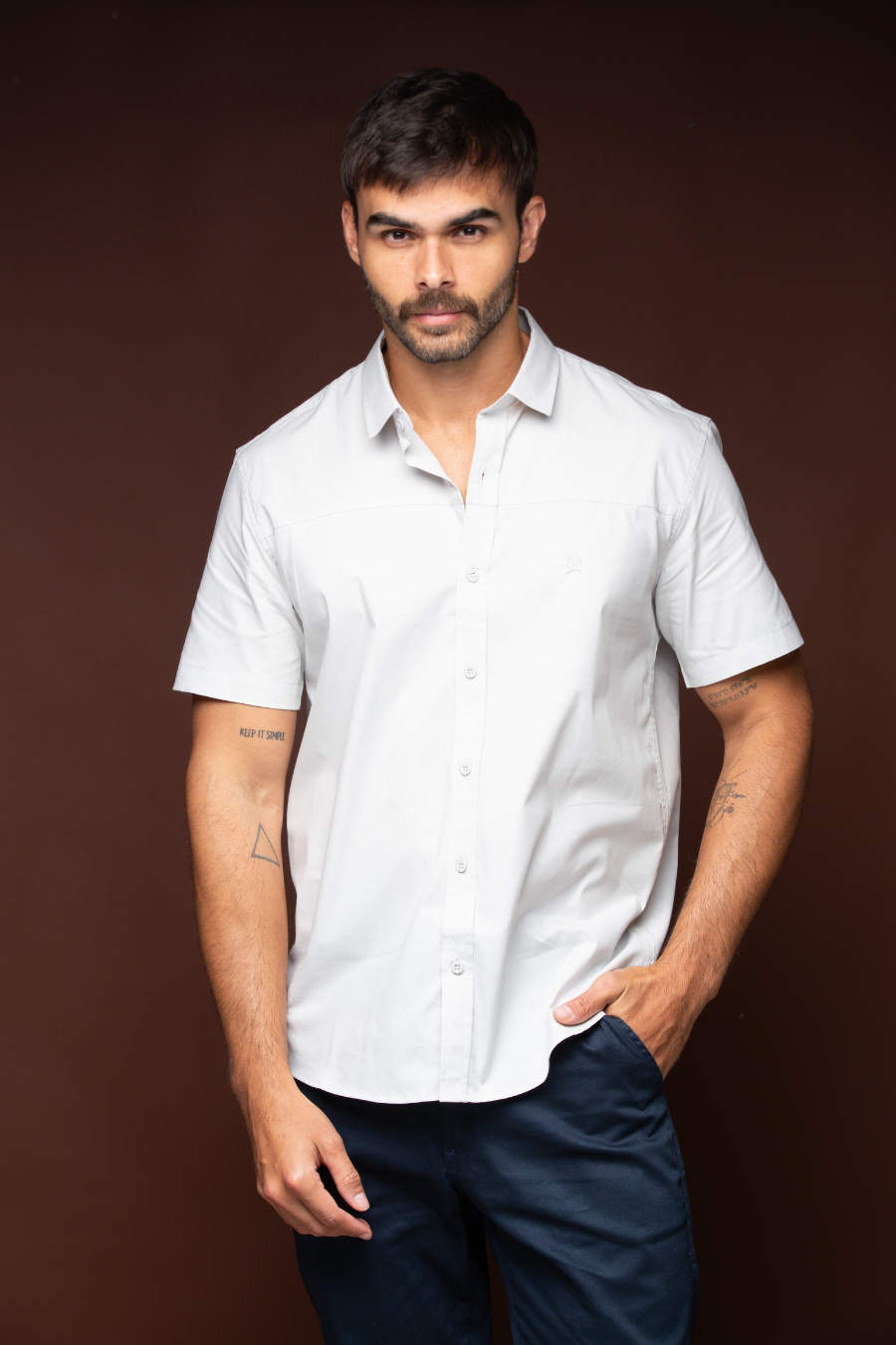 CAMISA DE TECIDO MAZZINI COM PALA CINZA