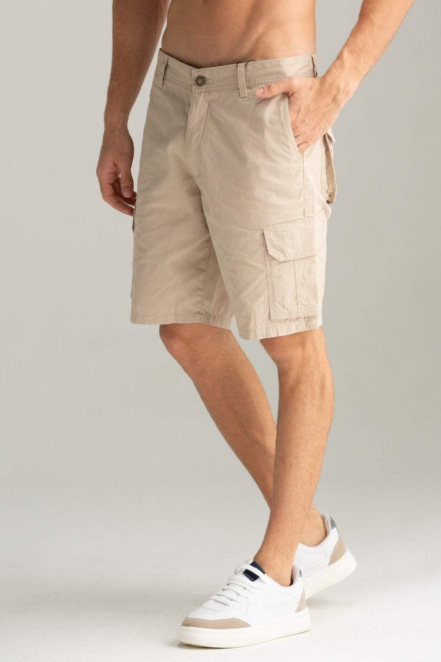BERMUDA TECIDO CARGO VIC MAX BEGE