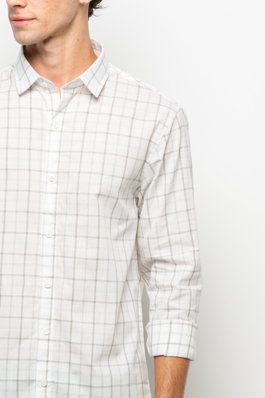 CAMISA MANGA LONGA TEC. XADREZ BRANCO