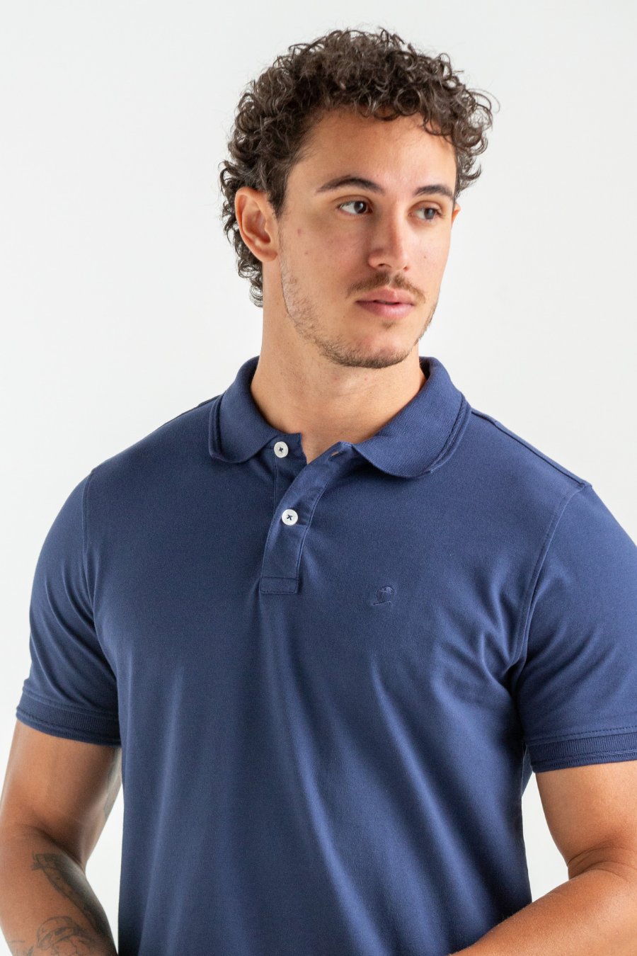 POLO PIQUET FLORA MARINHO