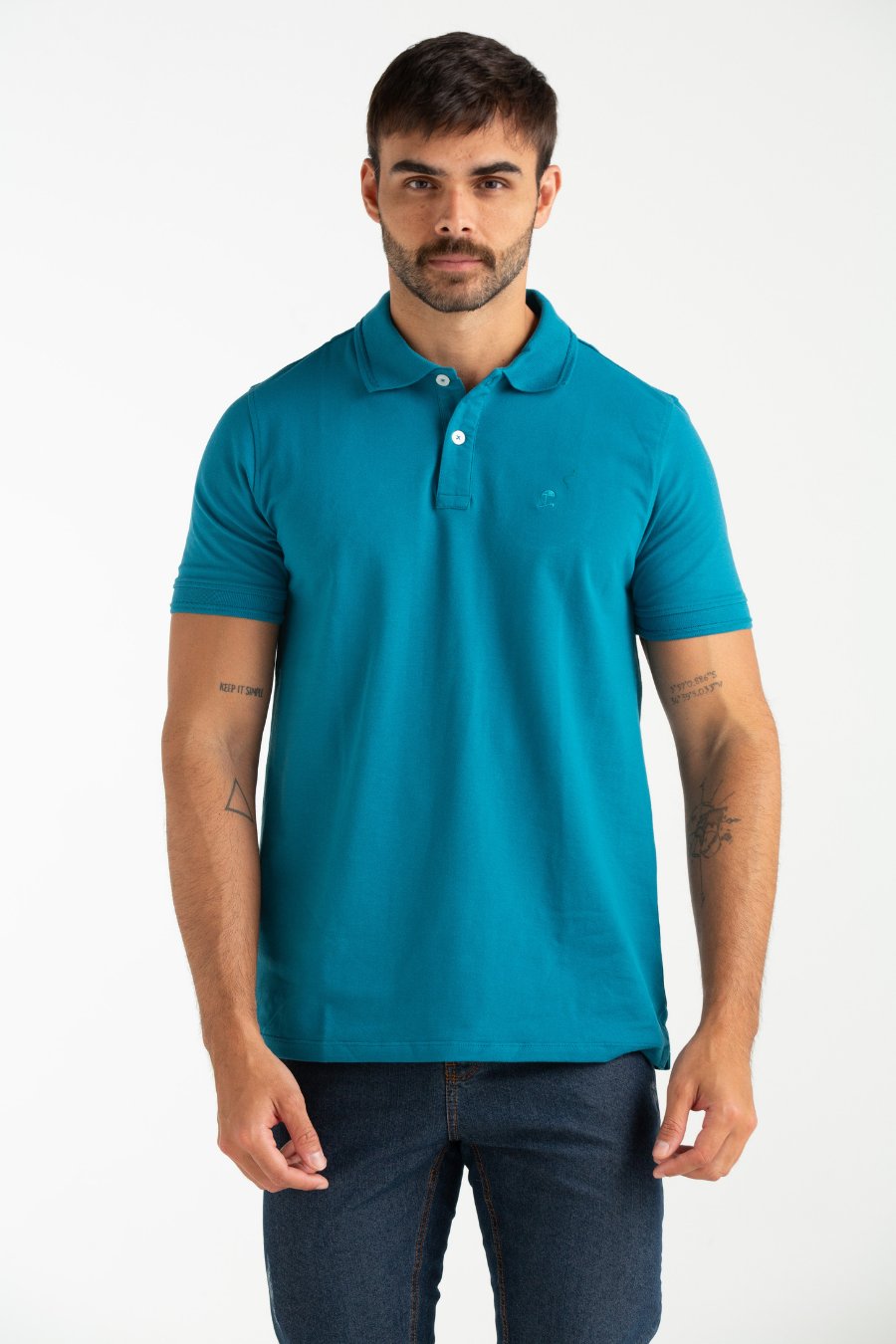 POLO PIQUET FLORA AZUL PETROLEO