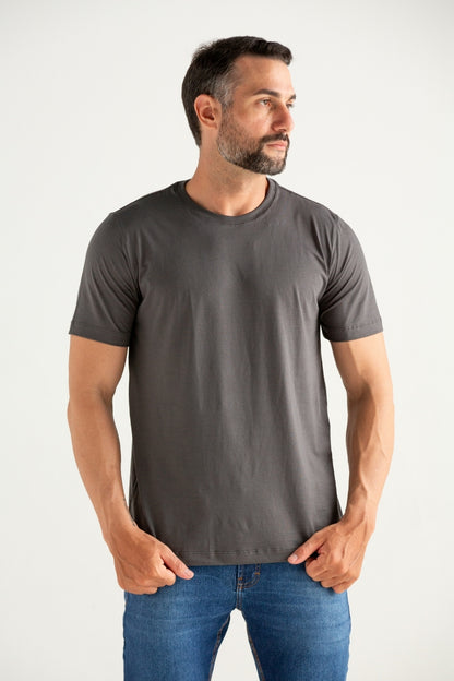 CAMISETA BASICA SLIM PIMA GRID CHUMBO