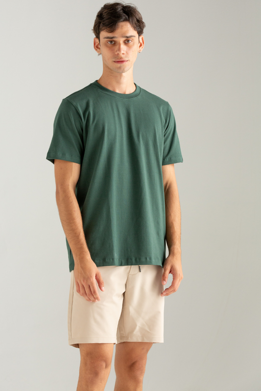 CAMISETA BASICA SLIM CONFORT VERDE MUSGO