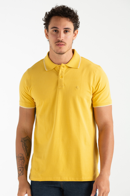 POLO PIQUET FLORA MOSTARDA