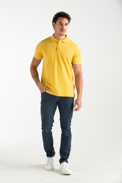 POLO PIQUET FLORA MOSTARDA