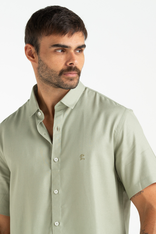 CAMISA MANGA CURTA TEC. LISO VIKING VERDE OLIVA