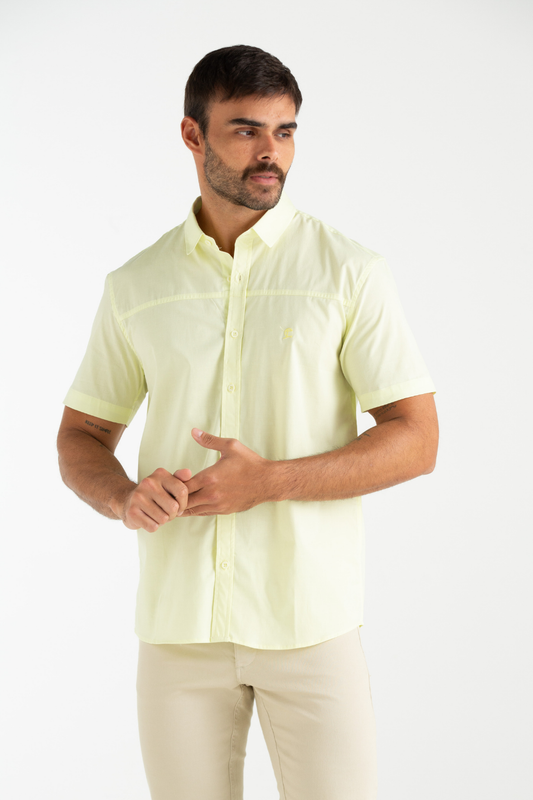 CAMISA DE TECIDO MAZZINI COM PALA VERDE LIMAO