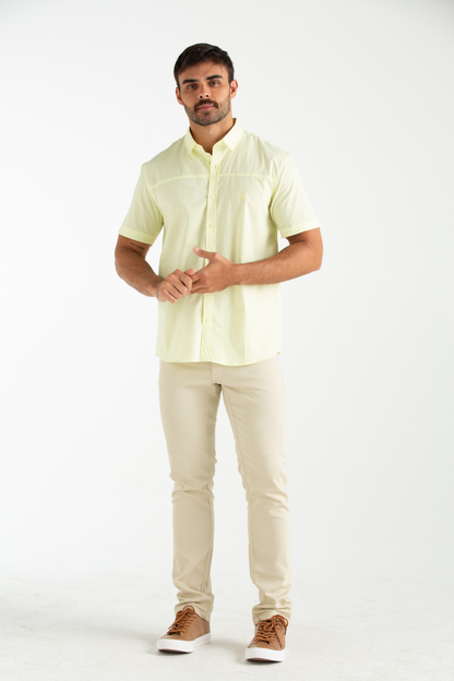 CAMISA DE TECIDO MAZZINI COM PALA VERDE LIMAO