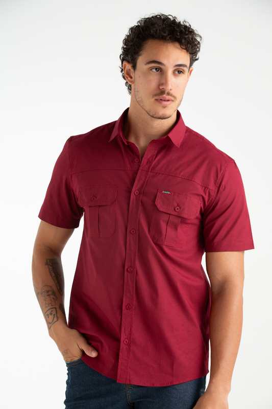 CAMISA DE TECIDO MAZZINI COM 2 BOLSOS VINHO