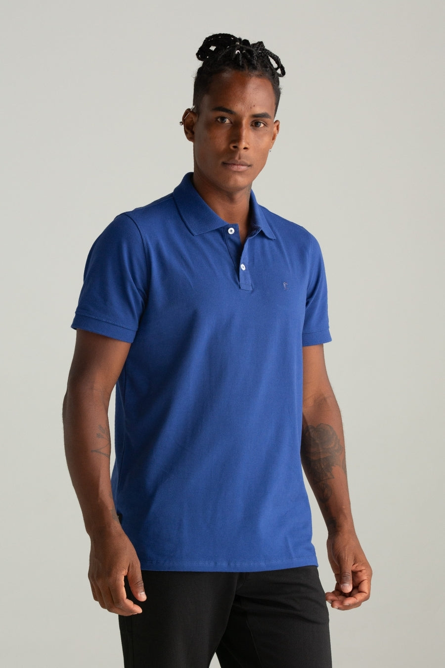 POLO PIQUET FLORA AZUL ANIL