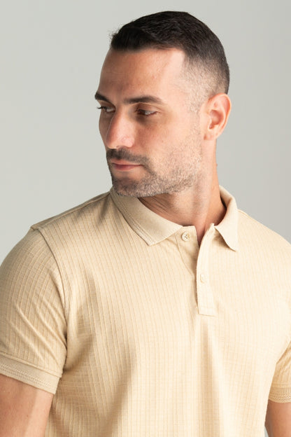 POLO MALHA MADRAS BEGE