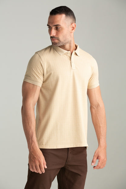 POLO MALHA MADRAS BEGE