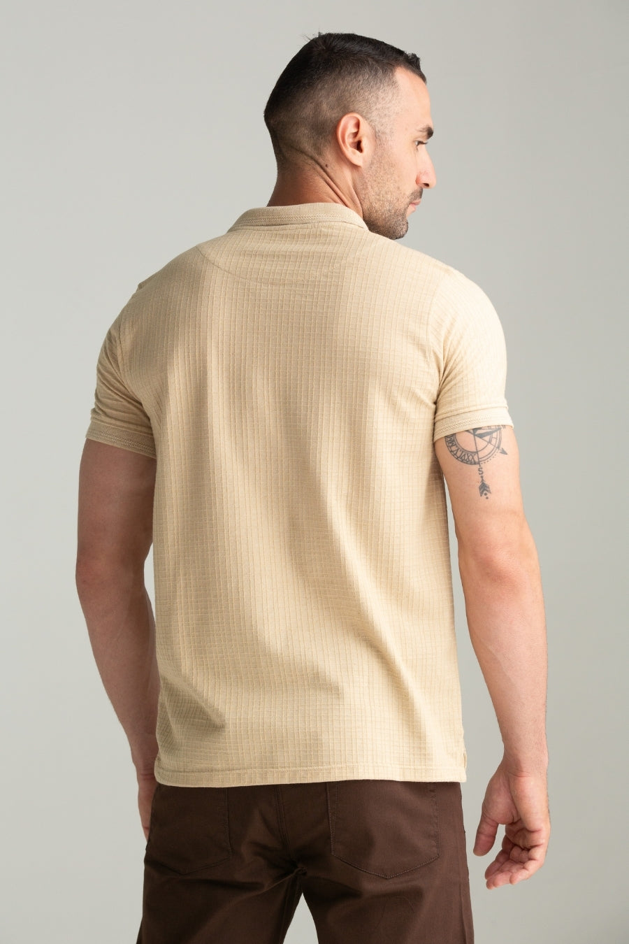 POLO MALHA MADRAS BEGE