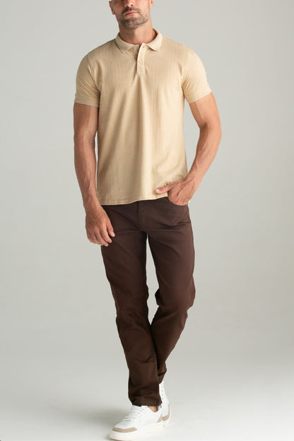 POLO MALHA MADRAS BEGE