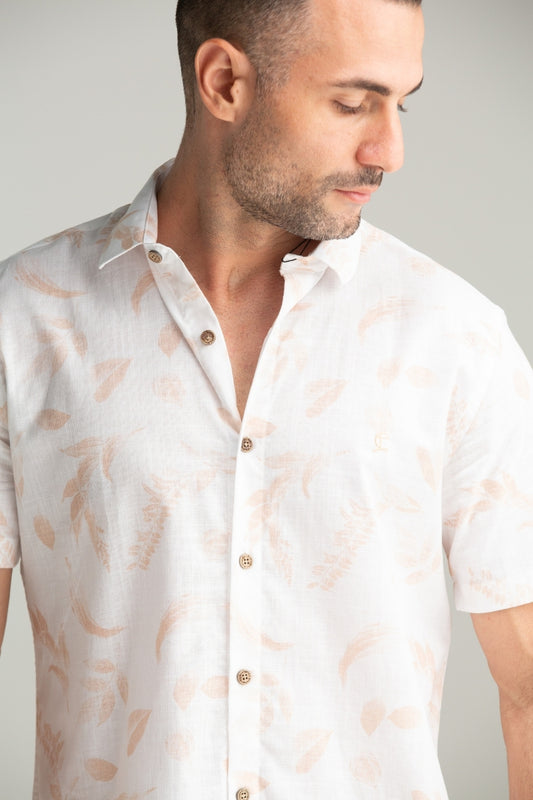 CAMISA DE TECIDO ESTAMPADO PESSEGO