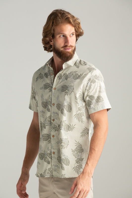 CAMISA DE TECIDO ESTAMPADO VERDE