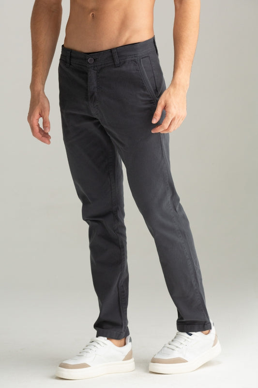 CALÇA DE TECIDO SPORT FINO COM CADARÇO GRAFITE