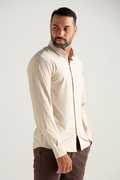 CAMISA MANGA LONGA TECH DOBBY CAQUI