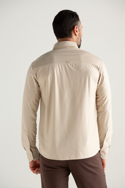 CAMISA MANGA LONGA TECH DOBBY CAQUI