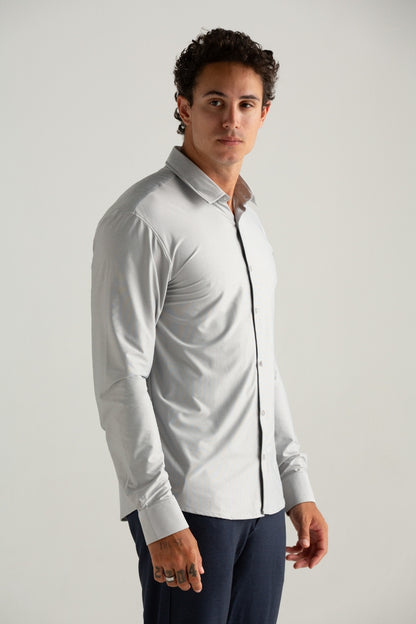 CAMISA MANGA LONGA TECH DOBBY CINZA