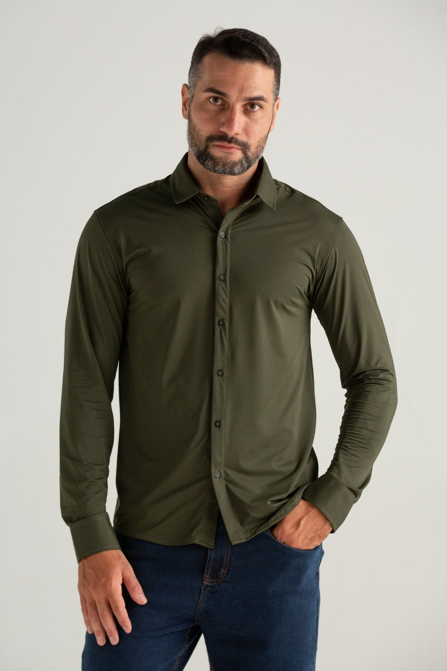 CAMISA MANGA LONGA TECH GIANT VERDE MUSGO