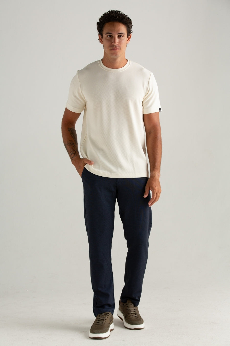 CALÇA DE TECIDO SPORT FINO PONTO ROMA MARINHO