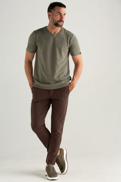 CALÇA DE TECIDO SPORT FINO PONTO ROMA MARROM