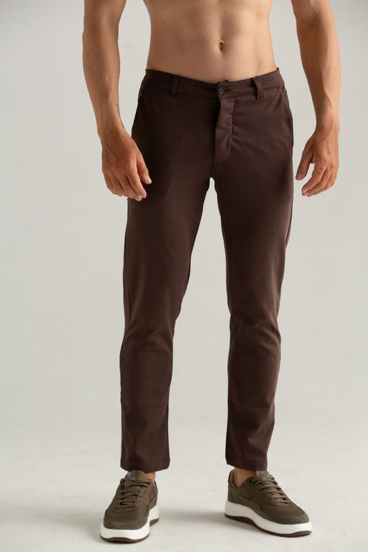 CALÇA DE TECIDO SPORT FINO PONTO ROMA MARROM