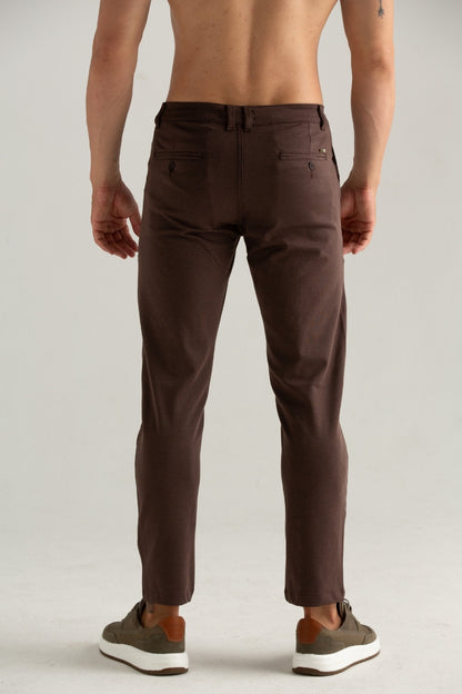 CALÇA DE TECIDO SPORT FINO PONTO ROMA MARROM