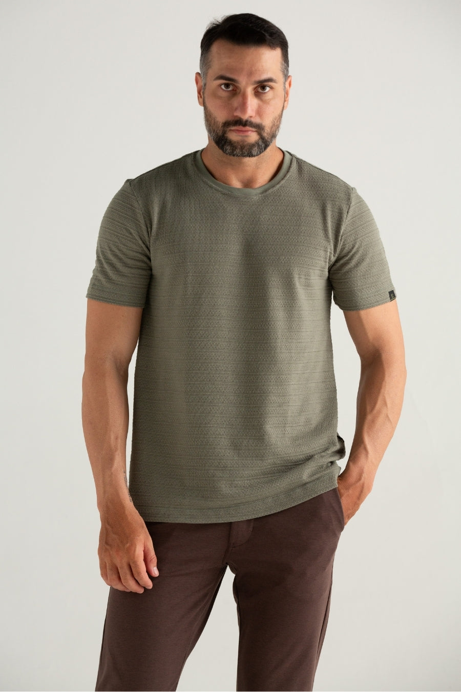 CALÇA DE TECIDO SPORT FINO PONTO ROMA MARROM