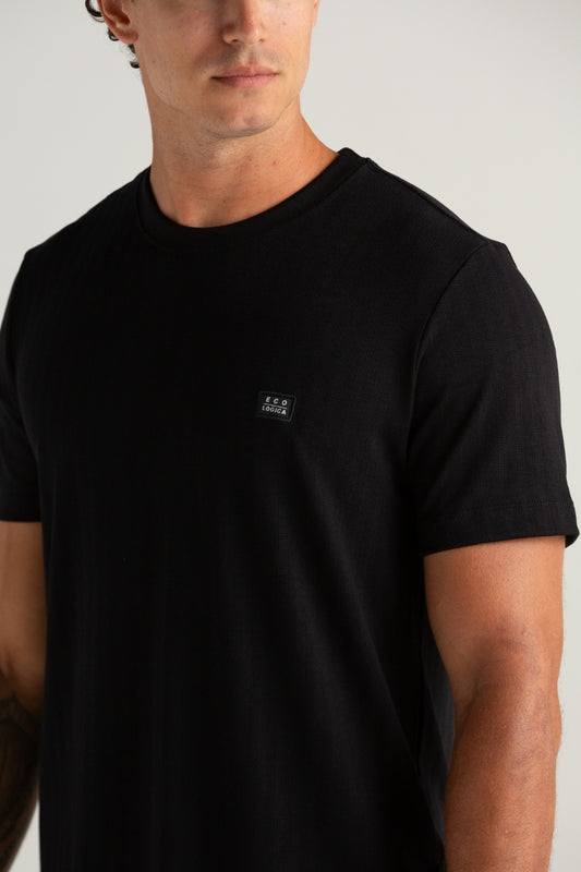 CAMISETA REGULAR TRICOT TEXTURA PRETO