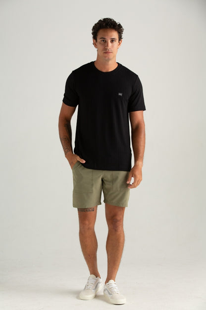 CAMISETA REGULAR TRICOT TEXTURA PRETO