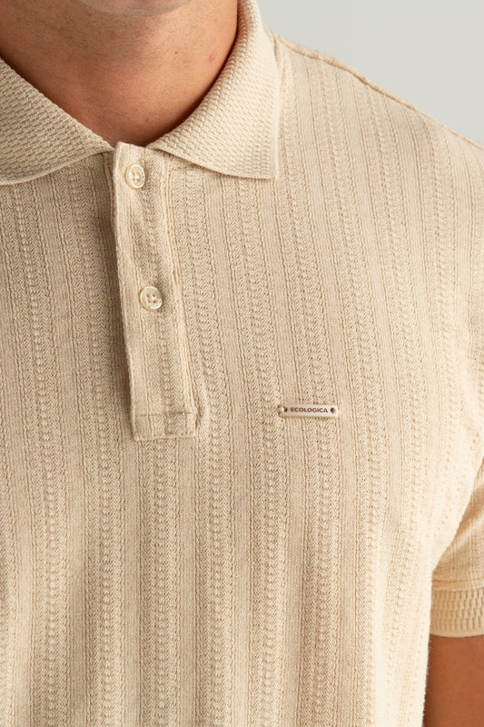 POLO TEXTURIZADO JACKARD ENROSQUEI BEGE
