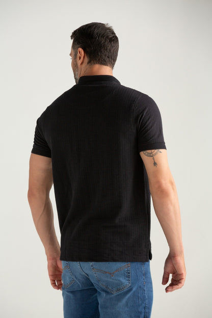 POLO TEXTURIZADO JACKARD ENROSQUEI PRETO