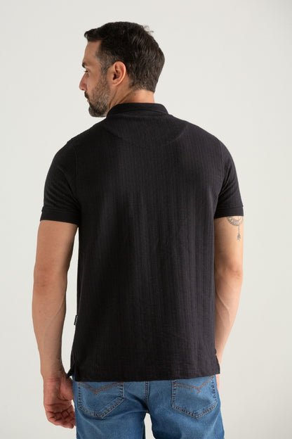POLO TEXTURIZADO JACKARD ENROSQUEI PRETO
