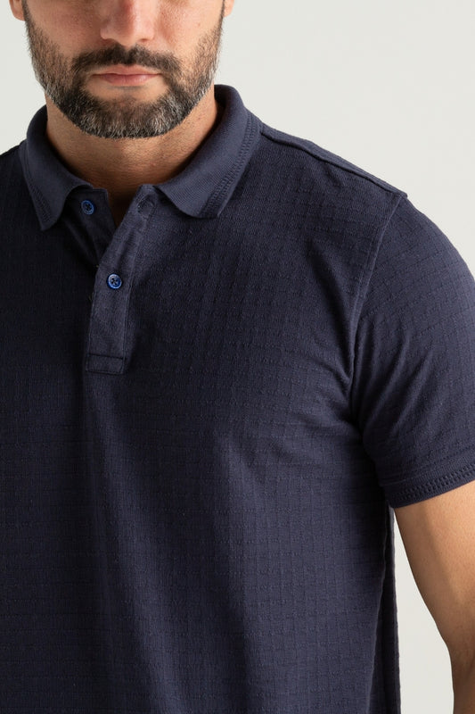 POLO TEXTURIZADO JACKARD BRISEI MARINHO