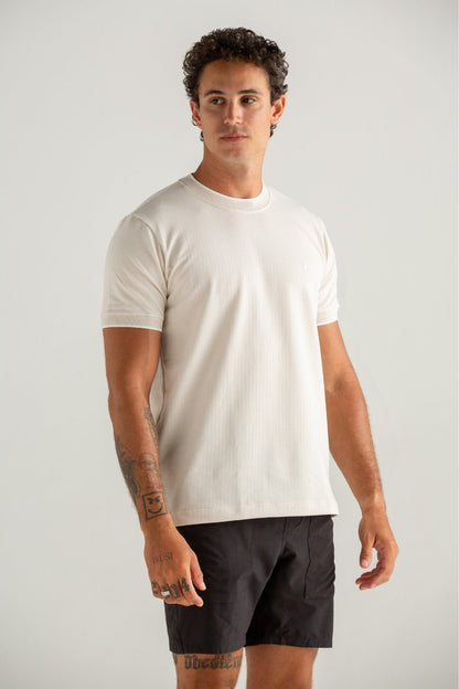 CAMISETA BRILHO DO SOL C/GOLA E PUNHO OFF WHITE