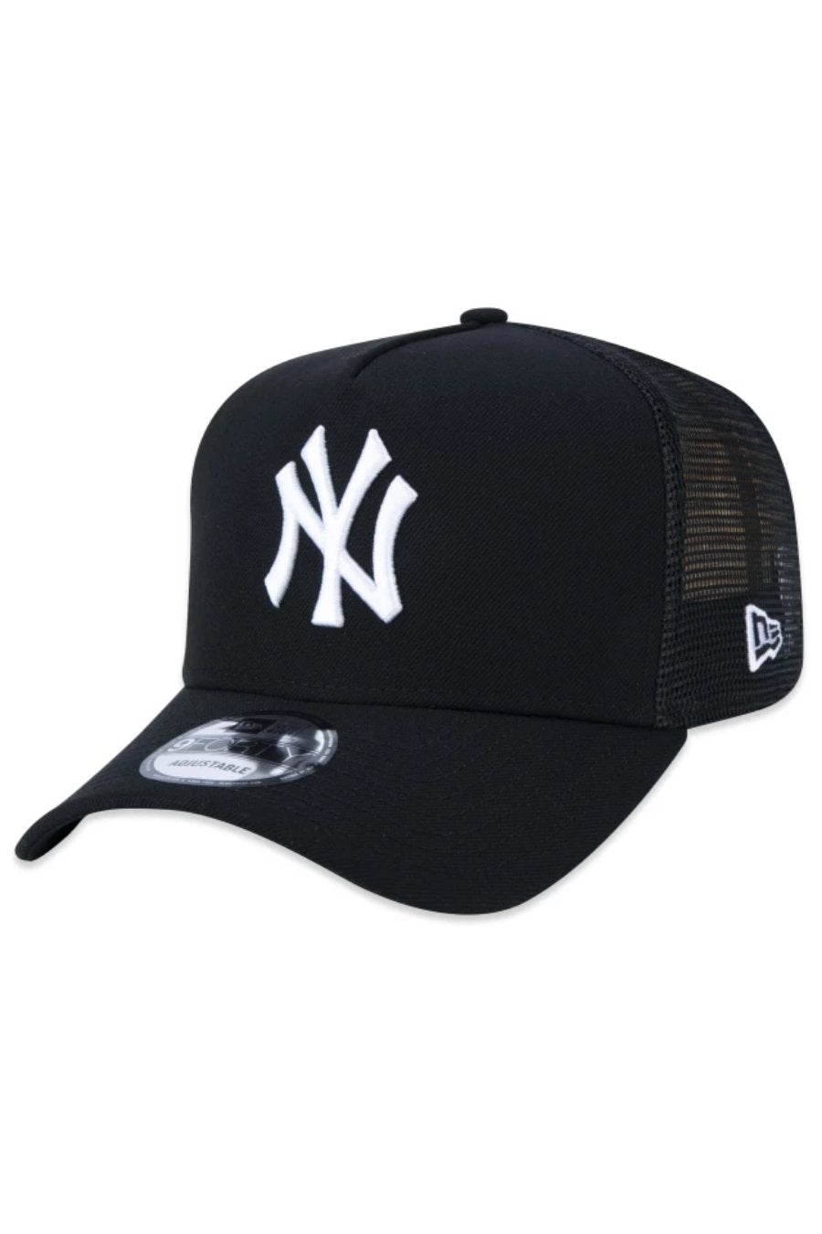 BONÉ 9FORTY A-FRAME TRUCKER SNAPBACK MLB NEW YORK YANKEES ABA CURVA PRETO