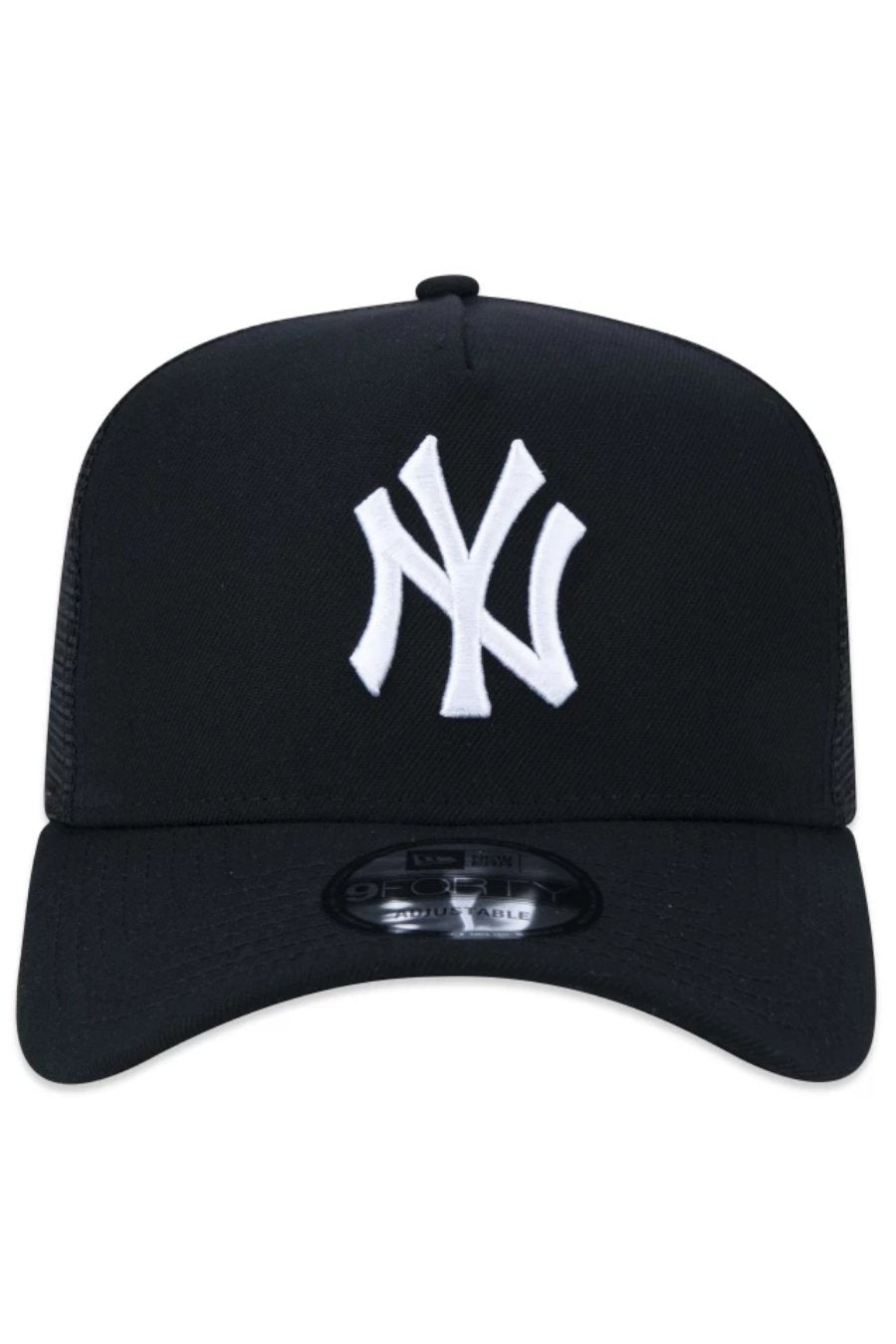 BONÉ 9FORTY A-FRAME TRUCKER SNAPBACK MLB NEW YORK YANKEES ABA CURVA PRETO