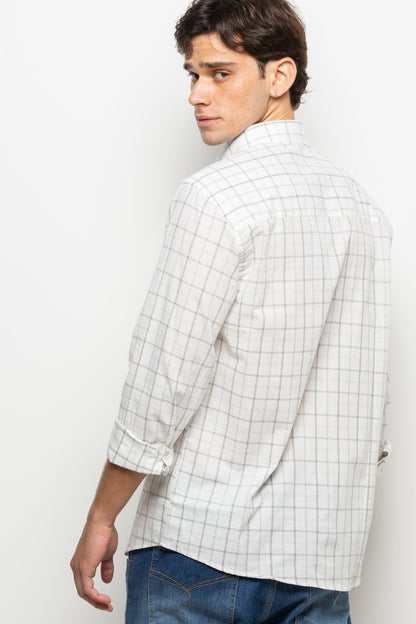 CAMISA MANGA LONGA  TEC. XADREZ BRANCO