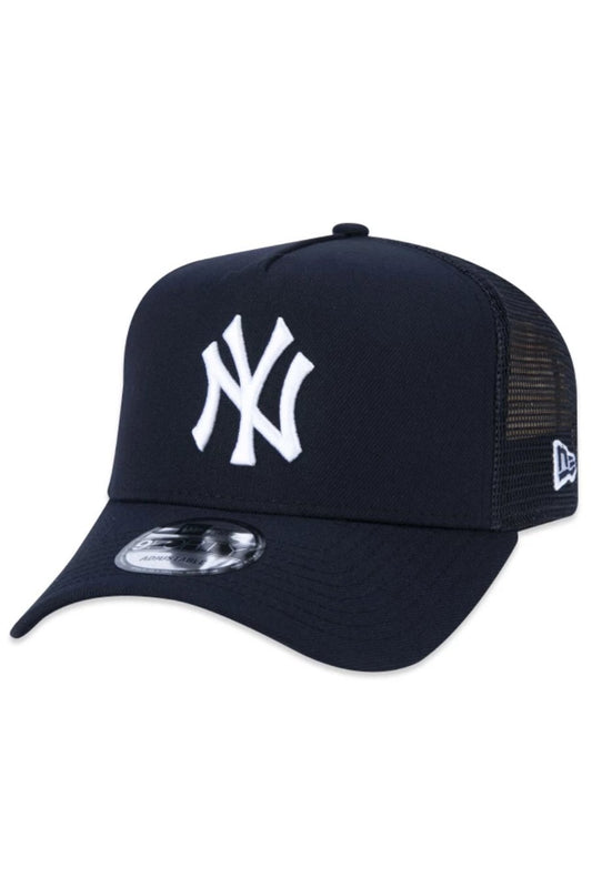 BONÉ 9FORTY A-FRAME TRUCKER SNAPBACK MLB NEW YORK YANKEES ABA CURVA AZUL MARINHO