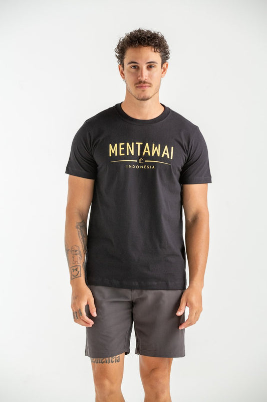 CAMISETA COM SILK MENTAWAII PRETO