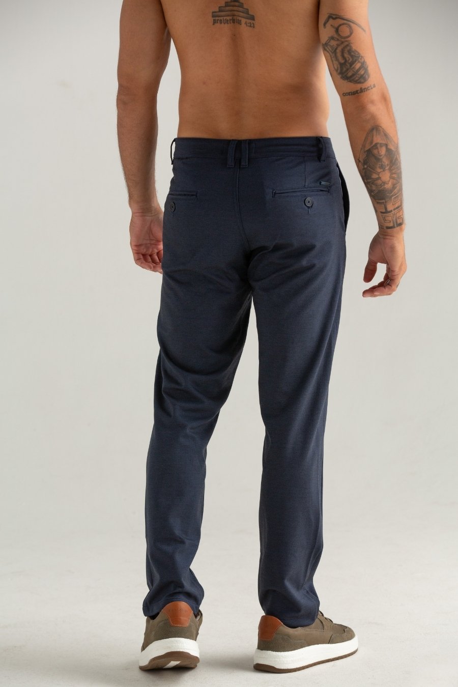 CALÇA DE TECIDO SPORT FINO PONTO ROMA MARINHO